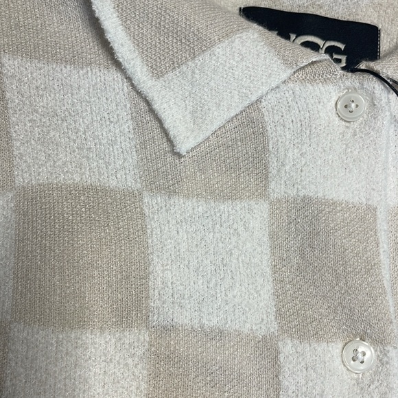 NWT UGG W Jeannie button down sweater color Nant cream check lightweight med. - Picture 6 of 13